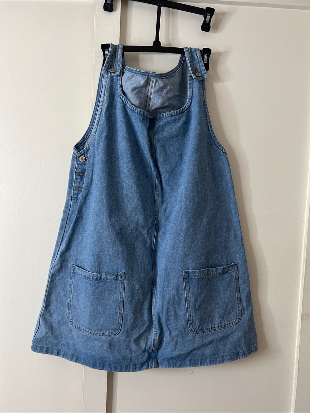Casual Light Blue Denim Pinafore Dress
